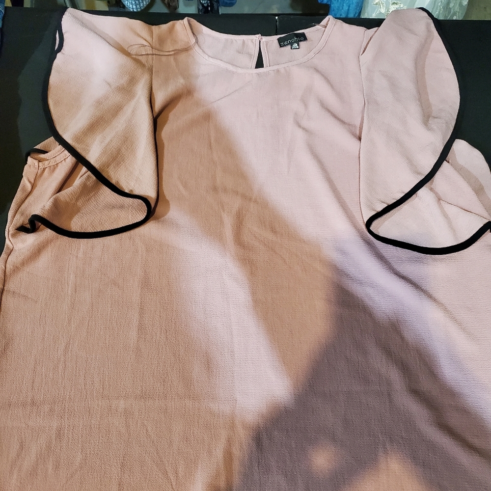 Pink with black trim blouse